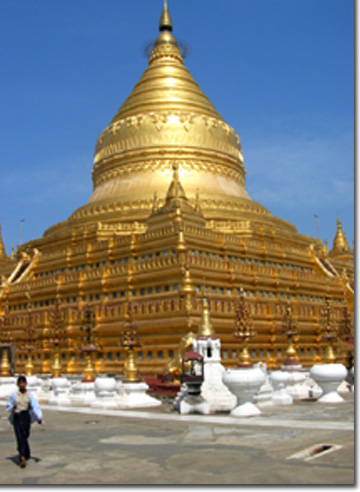 Swedagon pagoda dominates the center of Rangoon, Burma. ©2002, James A. Clapp