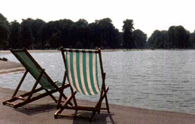Even the chairs in London's main park seem to be a leisure. ©1979, James A. Clapp