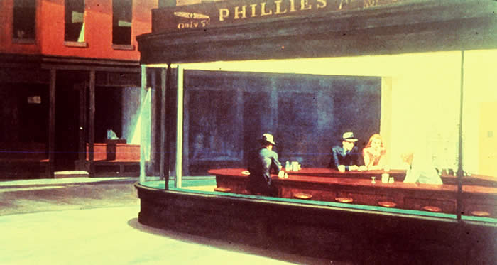 Fig. 5. 23. Hopper, Edward, NIGHTHAWKS (1942); 30" x 60"; Art Institute of Chicago